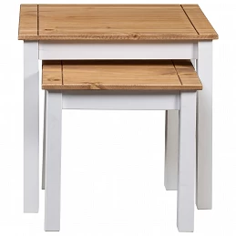 Acquista Tavolini Impilabili 2 pz Bianchi Massello di Pino Panama Range con riferimento GHV-282678 della ditta GARDENHOME