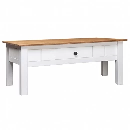 Acquista Tavolino da Caffè Bianco 100x60x45cm Pino Massello Panama Range con riferimento GHV-282684 della ditta GARDENHOME