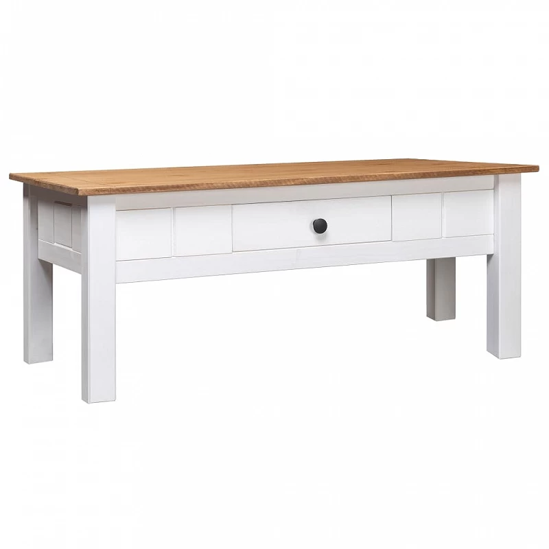 Acquista Tavolino da Caffè Bianco 100x60x45cm Pino Massello Panama Range con riferimento GHV-282684 della ditta GARDENHOME