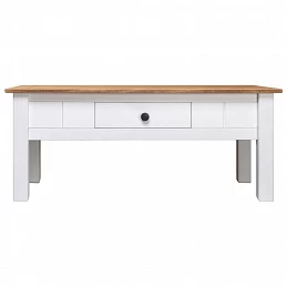 Acquista Tavolino da Caffè Bianco 100x60x45cm Pino Massello Panama Range con riferimento GHV-282684 della ditta GARDENHOME
