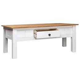 Acquista Tavolino da Caffè Bianco 100x60x45cm Pino Massello Panama Range con riferimento GHV-282684 della ditta GARDENHOME