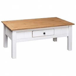 Acquista Tavolino da Caffè Bianco 100x60x45cm Pino Massello Panama Range con riferimento GHV-282684 della ditta GARDENHOME