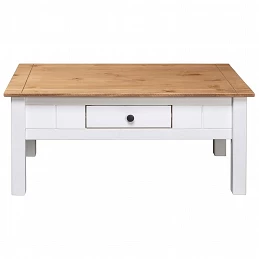 Acquista Tavolino da Caffè Bianco 100x60x45cm Pino Massello Panama Range con riferimento GHV-282684 della ditta GARDENHOME
