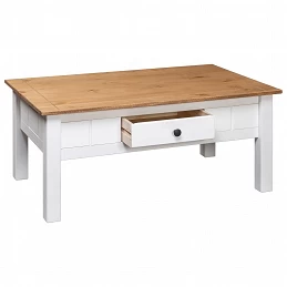 Acquista Tavolino da Caffè Bianco 100x60x45cm Pino Massello Panama Range con riferimento GHV-282684 della ditta GARDENHOME