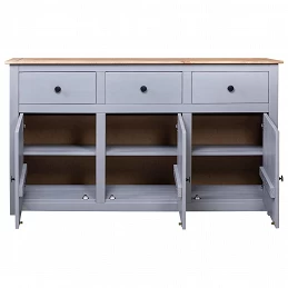 Acquista Credenza Grigia 135x40x80 cm in Legno Massello di Pino Panama con riferimento GHV-282704 della ditta GARDENHOME