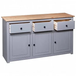 Acquista Credenza Grigia 135x40x80 cm in Legno Massello di Pino Panama con riferimento GHV-282704 della ditta GARDENHOME