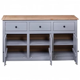 Acquista Credenza Grigia 135x40x80 cm in Legno Massello di Pino Panama con riferimento GHV-282704 della ditta GARDENHOME