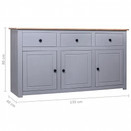 Acquista Credenza Grigia 135x40x80 cm in Legno Massello di Pino Panama con riferimento GHV-282704 della ditta GARDENHOME