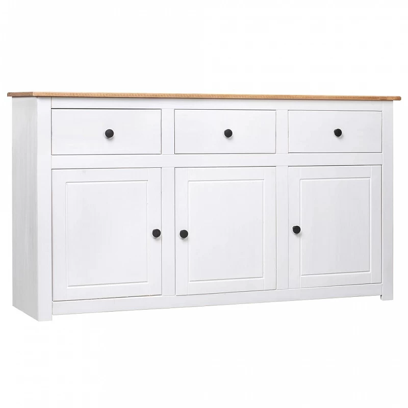 Acquista Credenza Bianca 135x40x80 cm in Legno Massello di Pino Panama con riferimento GHV-282705 della ditta GARDENHOME