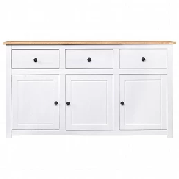 Acquista Credenza Bianca 135x40x80 cm in Legno Massello di Pino Panama con riferimento GHV-282705 della ditta GARDENHOME
