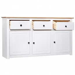 Acquista Credenza Bianca 135x40x80 cm in Legno Massello di Pino Panama con riferimento GHV-282705 della ditta GARDENHOME