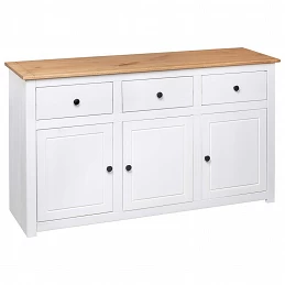 Acquista Credenza Bianca 135x40x80 cm in Legno Massello di Pino Panama con riferimento GHV-282705 della ditta GARDENHOME