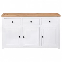 Acquista Credenza Bianca 135x40x80 cm in Legno Massello di Pino Panama con riferimento GHV-282705 della ditta GARDENHOME