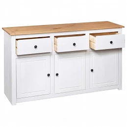 Acquista Credenza Bianca 135x40x80 cm in Legno Massello di Pino Panama con riferimento GHV-282705 della ditta GARDENHOME
