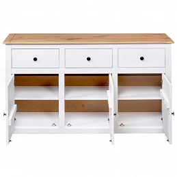Acquista Credenza Bianca 135x40x80 cm in Legno Massello di Pino Panama con riferimento GHV-282705 della ditta GARDENHOME
