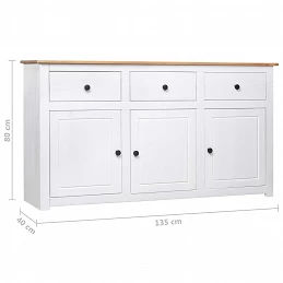 Acquista Credenza Bianca 135x40x80 cm in Legno Massello di Pino Panama con riferimento GHV-282705 della ditta GARDENHOME