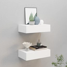 Acquista Scaffali con Cassetti da Parete 2pz Bianco 40x23,5x10 cm in MDF con riferimento GHV-330242 della ditta GARDENHOME
