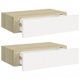 Acquista Scaffali Cassetti a Muro 2pz Rovere e Bianco 40x23,5x10cm MDF con riferimento GHV-330250 della ditta GARDENHOME