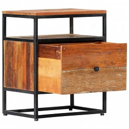 Acquista Comodino 40x30x50 cm in Legno Massello di recupero e Acciaio con riferimento GHV-282725 della ditta GARDENHOME