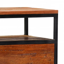 Acquista Comodino 40x30x50 cm in Legno Massello di recupero e Acciaio con riferimento GHV-282725 della ditta GARDENHOME