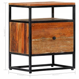 Acquista Comodino 40x30x50 cm in Legno Massello di recupero e Acciaio con riferimento GHV-282725 della ditta GARDENHOME