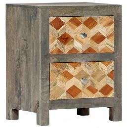 Acquista Comodino Grigio 40x30x50 cm in Legno Massello di Mango con riferimento GHV-282734 della ditta GARDENHOME