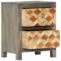 Acquista Comodino Grigio 40x30x50 cm in Legno Massello di Mango con riferimento GHV-282734 della ditta GARDENHOME