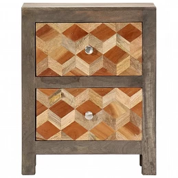 Acquista Comodino Grigio 40x30x50 cm in Legno Massello di Mango con riferimento GHV-282734 della ditta GARDENHOME