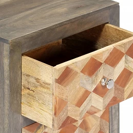 Acquista Comodino Grigio 40x30x50 cm in Legno Massello di Mango con riferimento GHV-282734 della ditta GARDENHOME
