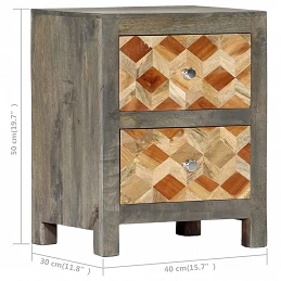 Acquista Comodino Grigio 40x30x50 cm in Legno Massello di Mango con riferimento GHV-282734 della ditta GARDENHOME