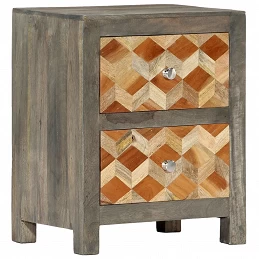 Acquista Comodino Grigio 40x30x50 cm in Legno Massello di Mango con riferimento GHV-282734 della ditta GARDENHOME