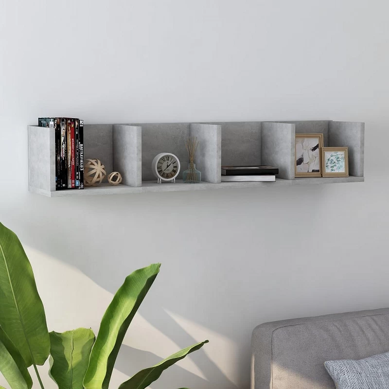 Acquista Scaffale Porta CD a Muro Grigio Cemento 100x18x18 cm Truciolato con riferimento GHV-801323 della ditta GARDENHOME