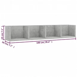 Acquista Scaffale Porta CD a Muro Grigio Cemento 100x18x18 cm Truciolato con riferimento GHV-801323 della ditta GARDENHOME