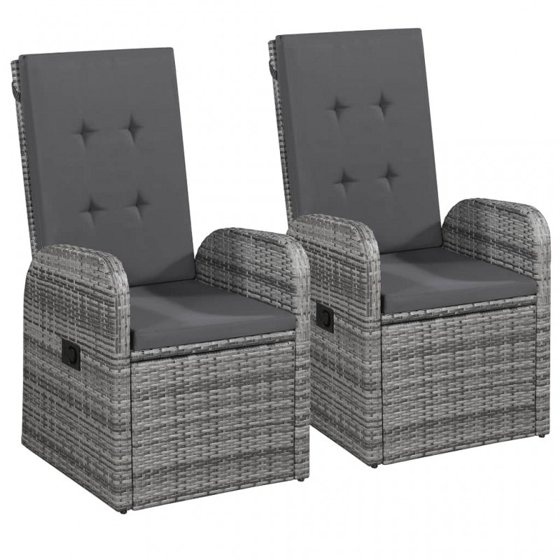 Acquista Sedie da Giardino Reclinabili 2 pz e Cuscini Polyrattan Grigio con riferimento GHV-47676 della ditta GARDENHOME