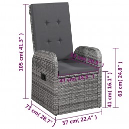Acquista Sedie da Giardino Reclinabili 2 pz e Cuscini Polyrattan Grigio con riferimento GHV-47676 della ditta GARDENHOME