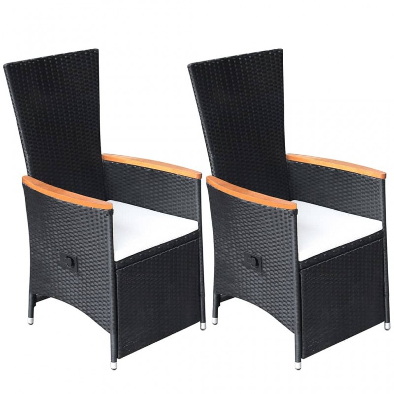 Acquista Sedie da Giardino Reclinabili 2 pz con Cuscini Polyrattan Nero con riferimento GHV-47683 della ditta GARDENHOME