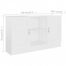 Acquista Credenza Bianca 120x30,5x70 cm in Legno Multistrato con riferimento GHV-802777 della ditta GARDENHOME