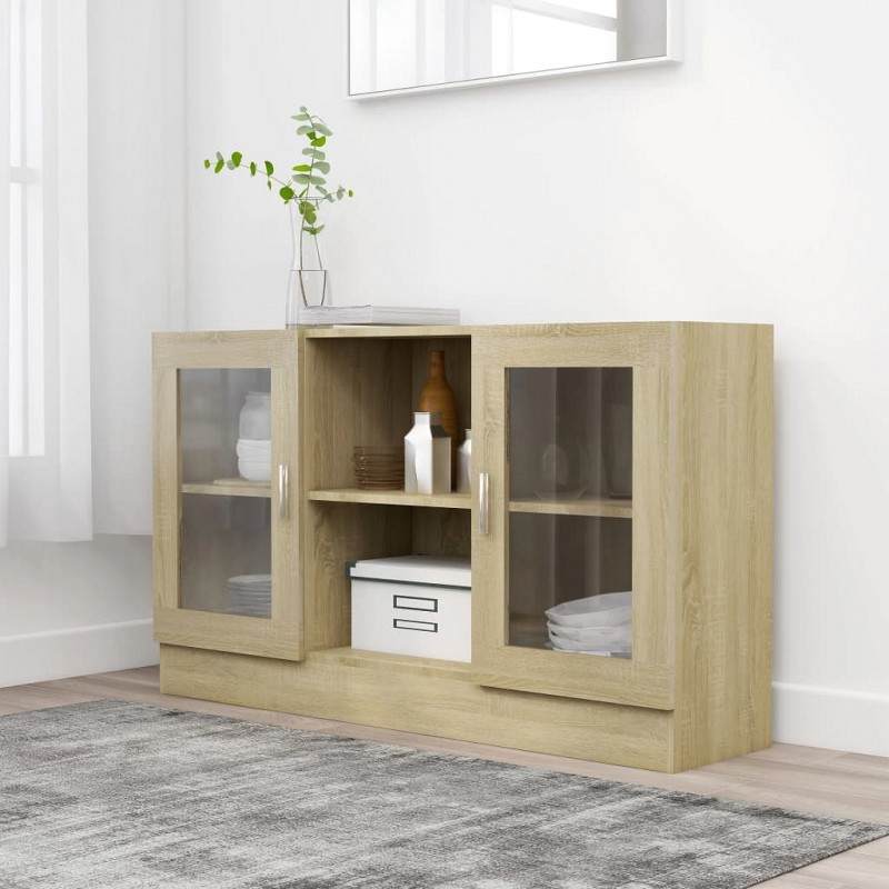 Acquista Armadietto con Vetrina Rovere Sonoma 120x30,5x70 cm Truciolato con riferimento GHV-802789 della ditta GARDENHOME