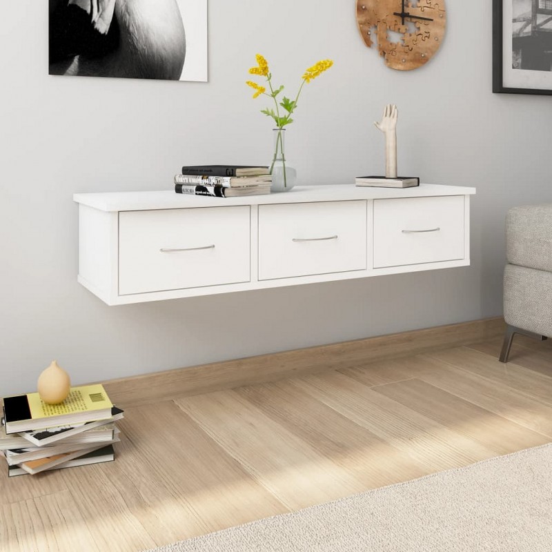 Acquista Scaffale con Cassetti a Parete Bianco 88x26x18,5 cm Truciolato con riferimento GHV-800594 della ditta GARDENHOME