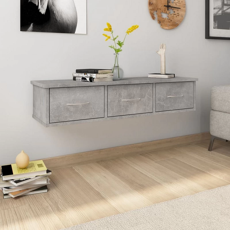 Acquista Scaffale Cassetti a Muro Grigio Cemento 88x26x18,5cm Truciolato con riferimento GHV-800598 della ditta GARDENHOME