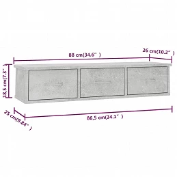 Acquista Scaffale Cassetti a Muro Grigio Cemento 88x26x18,5cm Truciolato con riferimento GHV-800598 della ditta GARDENHOME