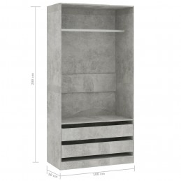 Acquista Armadio Grigio Cemento 100x50x200 cm in Truciolato con riferimento GHV-800607 della ditta GARDENHOME
