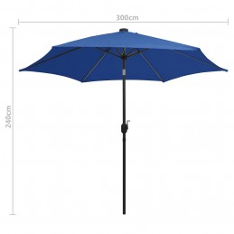Acquista Ombrellone con Luci a LED e Palo Alluminio 300 cm Azzurro con riferimento GHV-47367 della ditta GARDENHOME