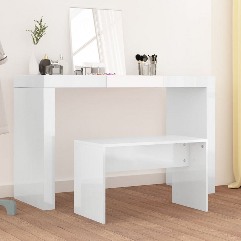 Acquista Sgabello da Toeletta Bianco Lucido 70x35x45cm Legno Multistrato con riferimento GHV-802819 della ditta GARDENHOME