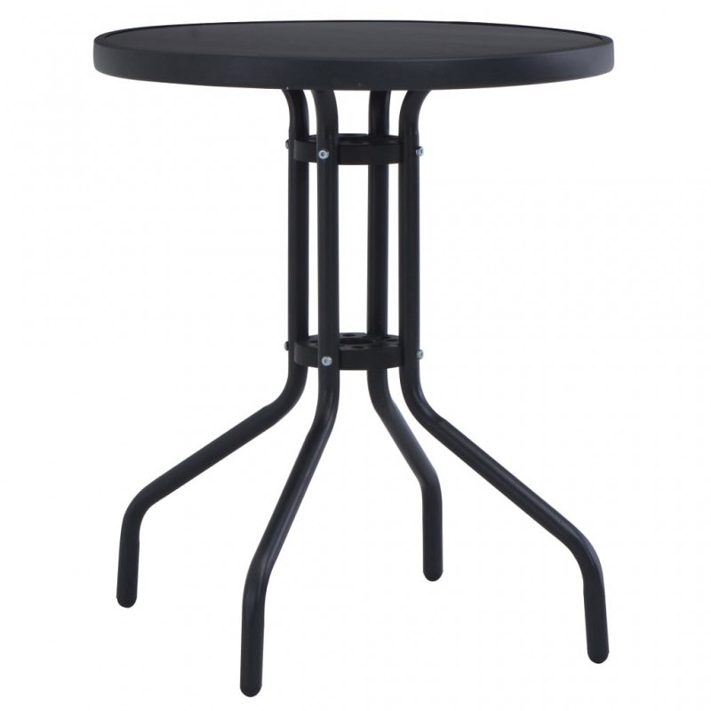 Acquista Tavolo da Giardino Nero 80 cm in Acciaio e Vetro con riferimento GHV-47253 della ditta GARDENHOME