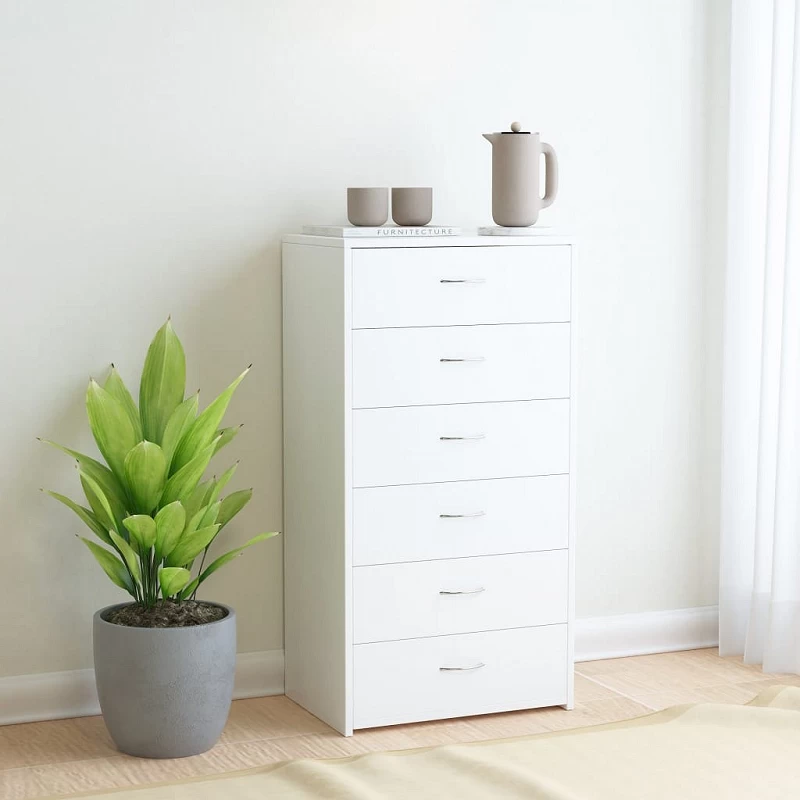 Acquista Credenza con 6 Cassetti Bianca 50x34x96 cm in Legno Multistrato con riferimento GHV-800666 della ditta GARDENHOME