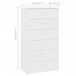 Acquista Credenza con 6 Cassetti Bianca 50x34x96 cm in Legno Multistrato con riferimento GHV-800666 della ditta GARDENHOME