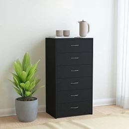 Acquista Credenza con 6 Cassetti Nera 50x34x96 cm in Truciolato con riferimento GHV-800667 della ditta GARDENHOME