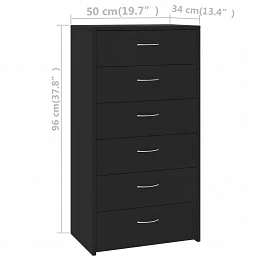 Acquista Credenza con 6 Cassetti Nera 50x34x96 cm in Truciolato con riferimento GHV-800667 della ditta GARDENHOME