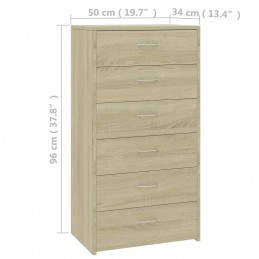 Acquista Credenza con 6 Cassetti Rovere Sonoma 50x34x96 cm in Truciolato con riferimento GHV-800669 della ditta GARDENHOME